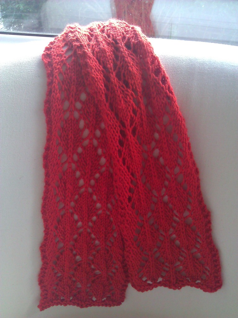 knitted leaves scarf